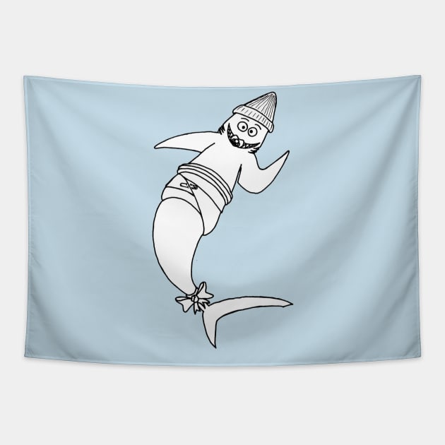 Baby shark waving hi t-shirt Tapestry by atadrawing