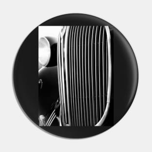 Classic Car Grill Black and White Photograph Pin