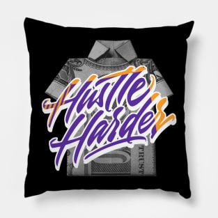 Hustle Harder Field Purple Retro Pillow