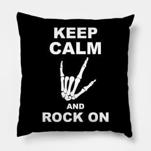 Keep Calm and Rock On Skeleton Rock Hand Pillow