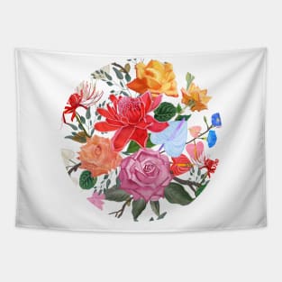 Tropical flowers and roses artistic flower Tapestry