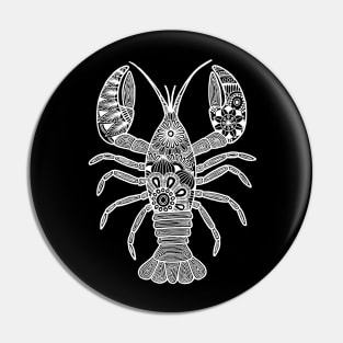 Lobster (black and white vertical) Pin