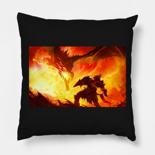 Warrior Facing Dragon Pillow