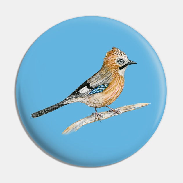 Drawing of an Eurasian jay Pin by Bwiselizzy