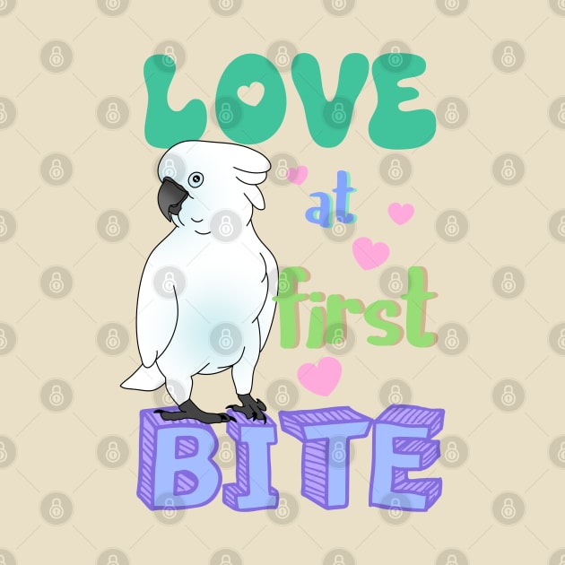 Love at first bite Umbrella Cockatoo Funny Birb merch Parrot Kawaii by FandomizedRose