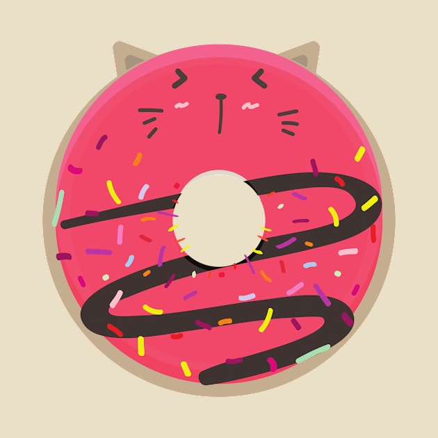 Pink Blushing Kawaii Cat Donut by InkyArt