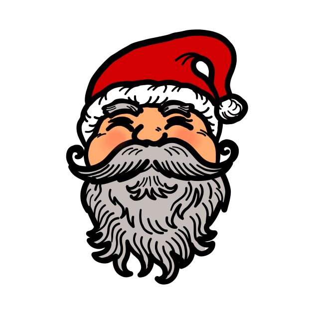 Drawing of Santa Claus face isolate on white background for Christmas by Nalidsa