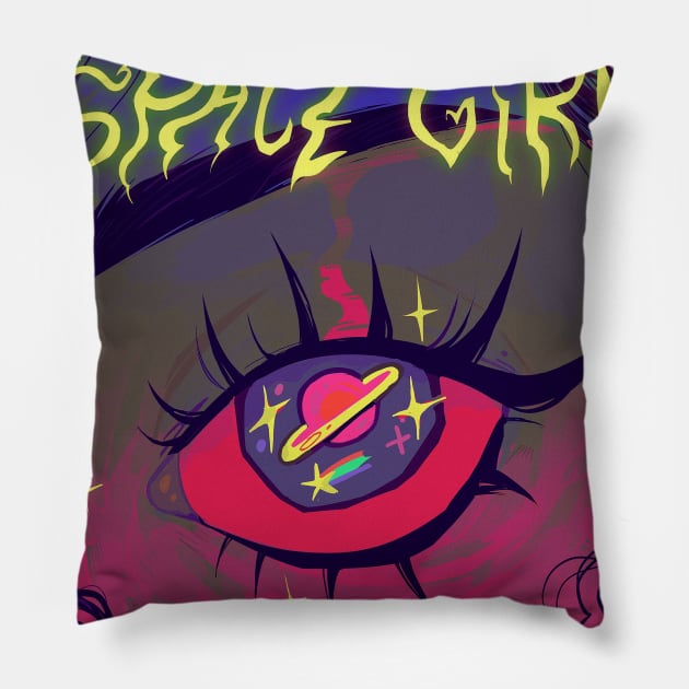 Space girl Pillow by snowpiart