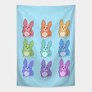 Nine Colorful Corgis Tapestry