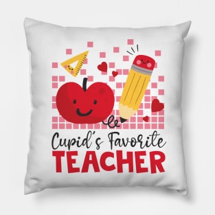 Retro Cupid's Favorite Teacher, Teacher Valentines Day Gift Pillow