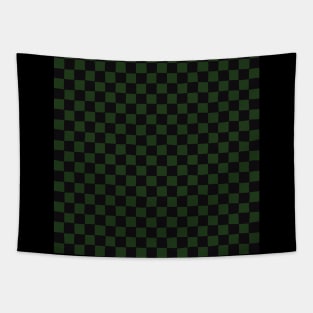 Wonky Checkerboard, Black and Green Tapestry