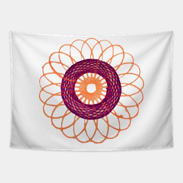 Spirograph Vibrant--Orange Flower Pattern Tapestry by Travelling_Alle