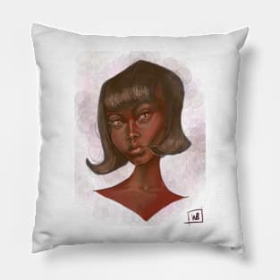 Cute Portrait of a Black Woman With a Bob Pillow