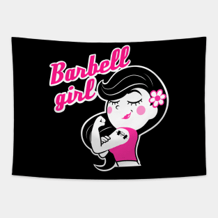 Barbell girl, weightlifting girl, gym girl Tapestry