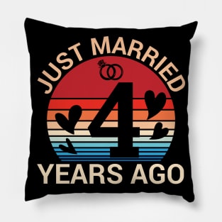 Just Married 4 Years Ago Husband Wife Married Anniversary Pillow