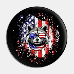 Raccoon USA Flag Pin