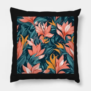 Bright Pink Seamless Floral Pattern Pillow