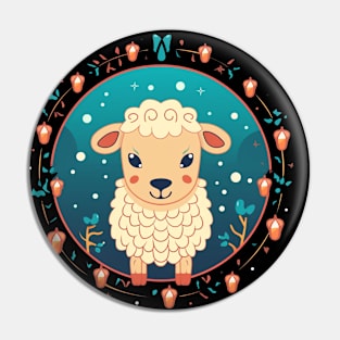 Sheep in Ornament, Love Farm Animals Pin