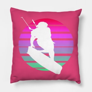 Kitesurfing Female Rider Silhouette Retro Sunset Pillow