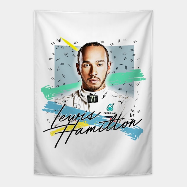 Lewis Hamilton // Retro Style Fan Art Design Tapestry by DankFutura