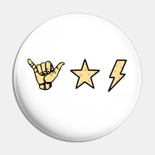 yellow stars shaka hand, star & lightning sticker pack Pin