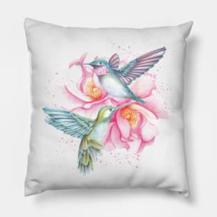 Hummingbirds on flowers Pillow