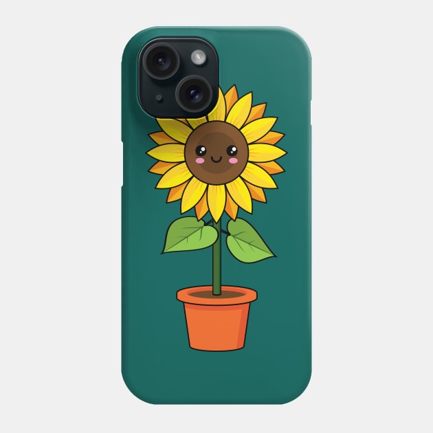 Kawaii Sunflower Plant in a Pot Phone Case by BirdAtWork