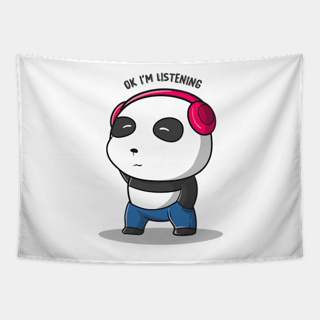 cute animal friendly panda Tapestry by WhatsDax