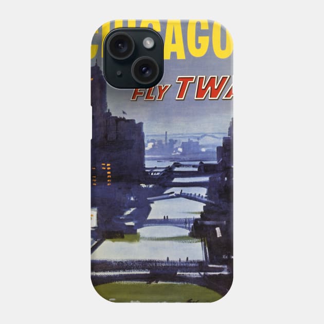 Vintage Travel Poster Chicago Fly TWA Phone Case by vintagetreasure