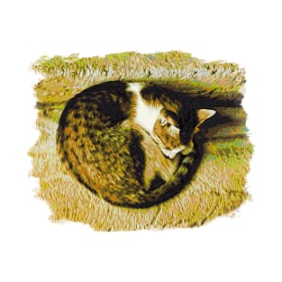 Sleepy Cat Watercolor Expressionism T-Shirt