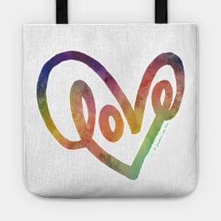 Rainbow Heart Love Handlettering © 2022 GraphicLoveShop Tote