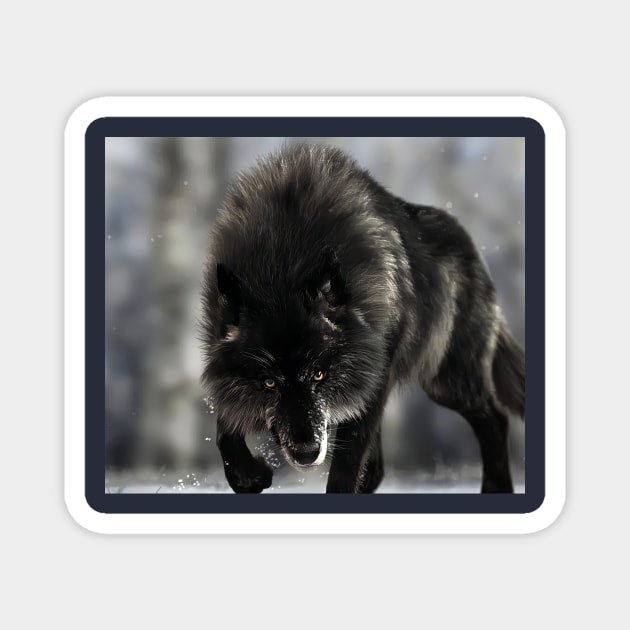 Black Wolf Magnet by daghlashassan