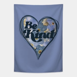 Be Kind Blue Heart Tapestry