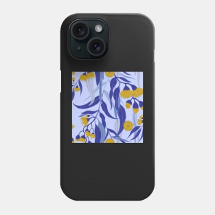 Eucalyptus flowers in gold and blue Phone Case