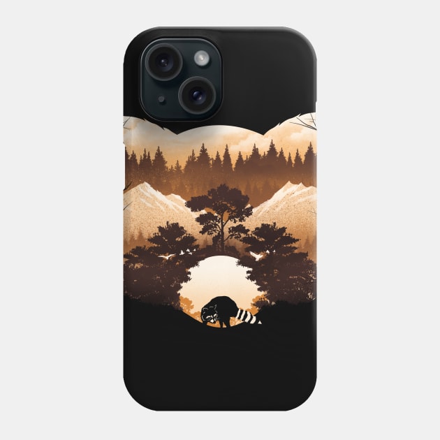 Raccoon Sunset Phone Case by DANDINGEROZZ