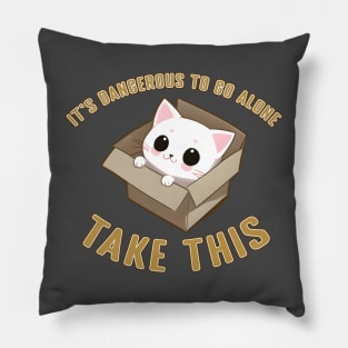 Box Cat Dangerous to go Alone Pillow