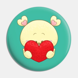 Bear Holding a Big Heart Pin