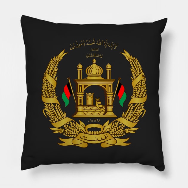 National Emblem of Afghanistan GOLD Pillow by Flags of the World