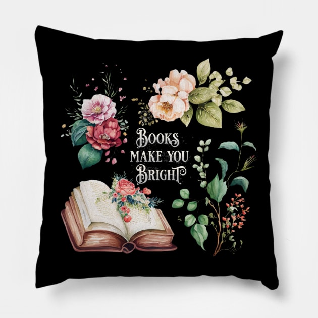 Books make you bright floral motif Pillow by sigmarule