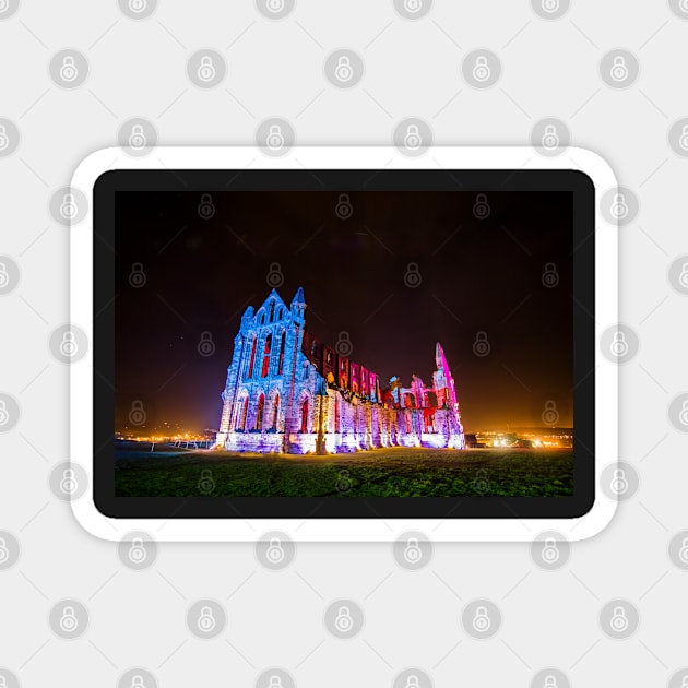 Whitby Abbey Ruined Benedictine abbey Illuminated for Halloween IMG 1692-A Magnet by Spookydaz