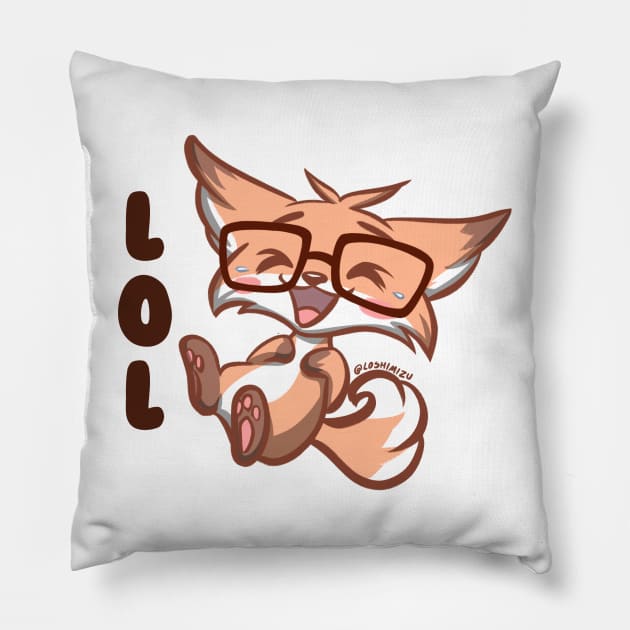 Cute Kawaii Nerd Fox lol laughing Pillow by Kyumotea