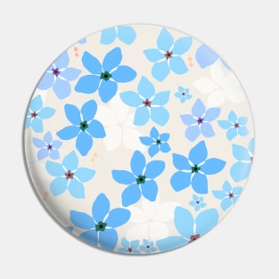 Flower Market Blue White London Illustration Pin