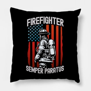 Firefighter American Flag Hero Semper Paratus Patriotic Prid Pillow