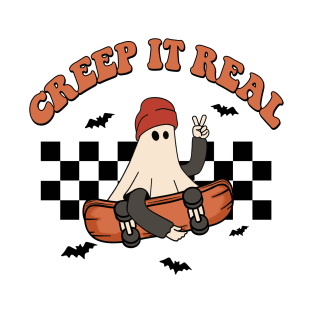 Creep It Real Funny Ghost Skateboard T-Shirt