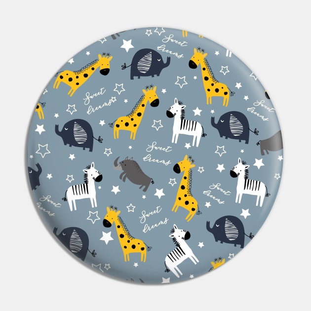 Sweet dreams little one zoo animals cute pattern blue Pin by Arch4Design