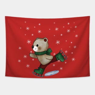 Cute Polar Bear Ice Skating Shirt Tapestry