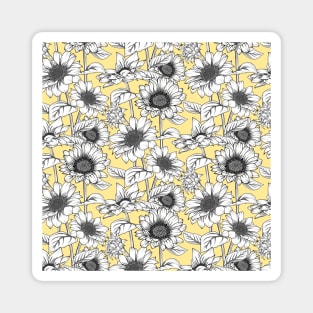 Sunflowers Line Art Pattern Magnet