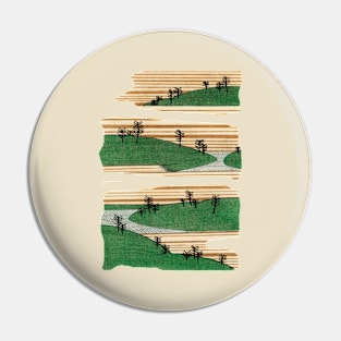 Japanese Woodblock Illustration of Trees Pin