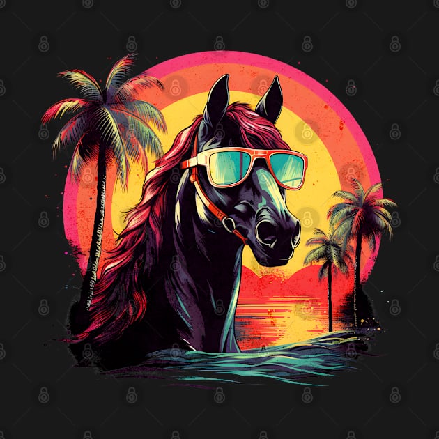 Retro Wave Arabian Horse by Miami Neon Designs