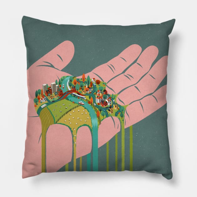 Earth Hand Pillow by John Holcroft